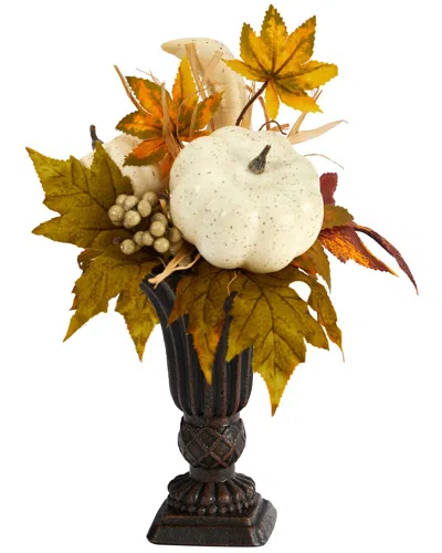 Nearly Natural 13in. Fall Pumpkin & Berries Artificial Autumn Arrangement In  Decorative Urn In Multi