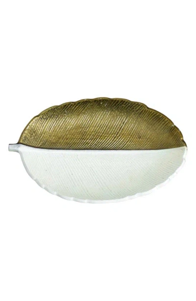 Nearly Natural 14-inch Leaf Dish Decor In Gold