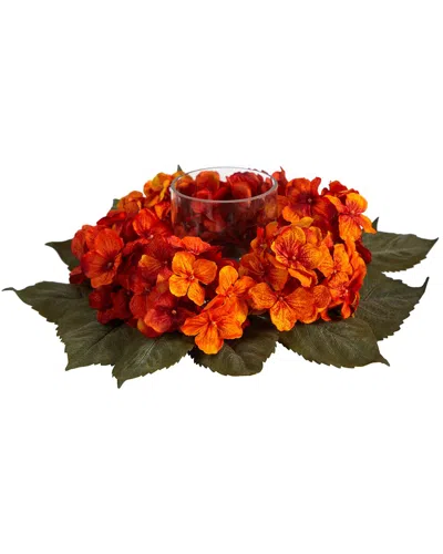 Nearly Natural 14in. Autumn Hydrangea Artificial Candelabrum Arrangement In Multi