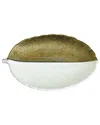 Nearly Natural 14in. Gold And White Leaf Decorative Accent Tray