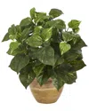 Nearly Natural Pothos Artificial Plant In Ceramic Planter In Green