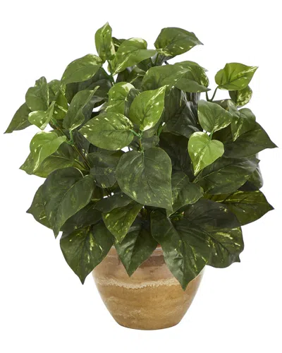 NEARLY NATURAL NEARLY NATURAL 14IN POTHOS ARTIFICIAL PLANT IN CERAMIC PLANTER