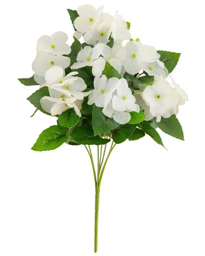 Nearly Natural 14in Uv-resistant Artificial Hydrangea Bush (indoor/outdoor) - Set Of 6 In White