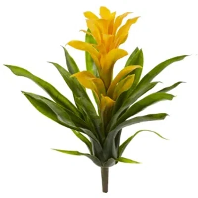 Nearly Natural 15-in. Bromeliad Artificial Flower, Set Of 4 In Yellow
