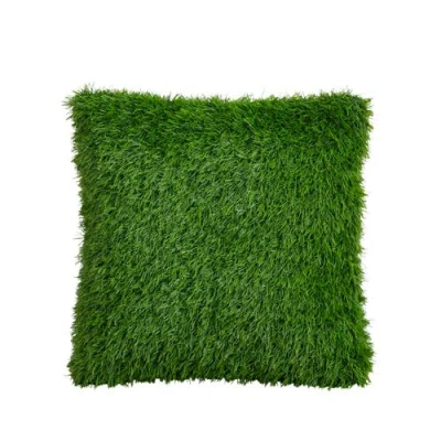 Nearly Natural 15-in Uv Resistant Artificial Grass Pillow Cushion In Green