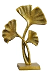 Nearly Natural 15-inch Leaf Sculpture Decor In Gold