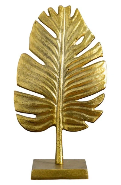 Nearly Natural 15-inch Leaf Sculpture Decor In Gold
