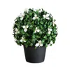 Nearly Natural 15in Uv-resistant Artificial Boxwood & Gardenia Topiary Plant  (indoor/outdoor) In White