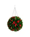 Nearly Natural 15" Uv Resistant Artificial Tip Photinia Christmas Hanging Ball Indoor And Outdoor In Multi