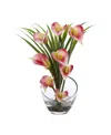 Nearly Natural 15.5in Calla Lily And Grass Artificial Arrangement In Vase In Pink