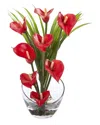 Nearly Natural 15.5in Calla Lily And Grass Artificial Arrangement In Vase In Red