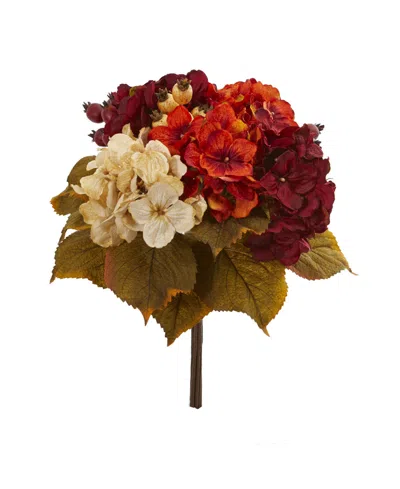 Nearly Natural 16-in. Autumn Hydrangea Berry Bouquet Artificial Flower, Set Of 2 In Assorted