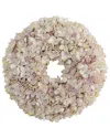 Nearly Natural 16in Hydrangea Artificial Wreath In White