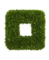Nearly Natural 17" Tea Leaf Square Wreath In Green