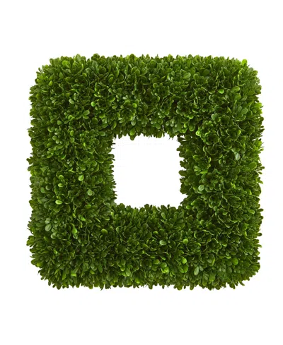 Nearly Natural 17" Tea Leaf Square Wreath In Green