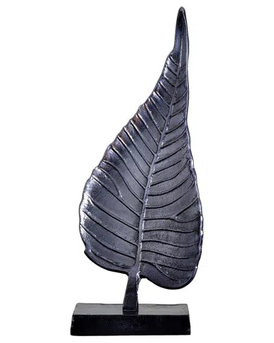 Nearly Natural 17in. Aluminum Bodhi Leaf Sculpture Decorative Acc In Black