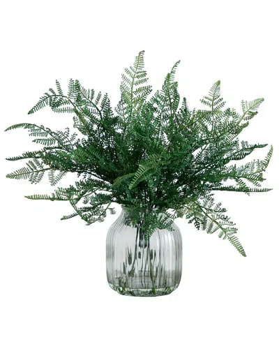 Nearly Natural 17in. Artificial Forest Fern Arrangement In Glass