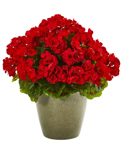 Nearly Natural 17-in Geranium Artificial Plant Uv Resistant In Red