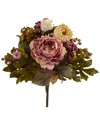 Nearly Natural 17in Peony Artificial Flower Bouquet (set Of 2) In Pink