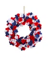 Nearly Natural 18" Americana Patriotic Hydrangea Artificial Wreath In Red,white,blue