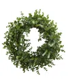 Nearly Natural Eucalyptus Double Ring Wreath With Twig Base In Green