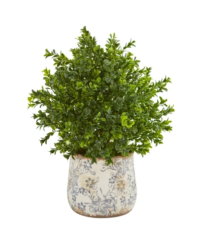 NEARLY NATURAL 18" SWEET GRASS ARTIFICIAL PLANT IN FLORAL VASE INDOOR/OUTDOOR