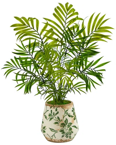 Nearly Natural 18in Mini Areca Palm Artificial Plant In Floral Vase In Green