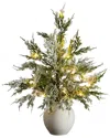 Nearly Natural 18in. Pre-lit Artificial Mini Snowed Cypress Christmas Tree In Green