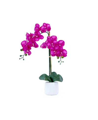 Nearly Natural 19" Artificial Orchid With Decorative Vase In Pink