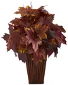 Nearly Natural 19in. Autumn Maple Leaf Artificial Plant In Decorative Planter In Brown