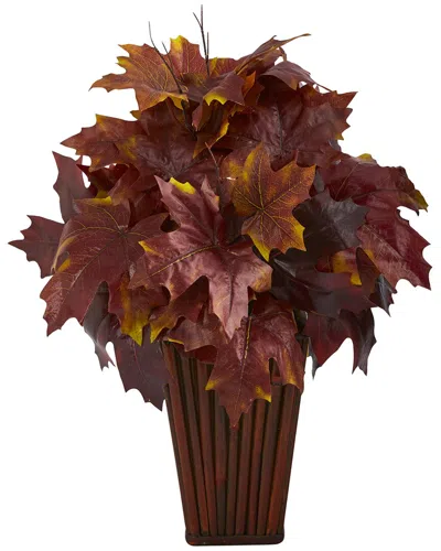 Nearly Natural 19in. Autumn Maple Leaf Artificial Plant In Decorative Planter In Brown