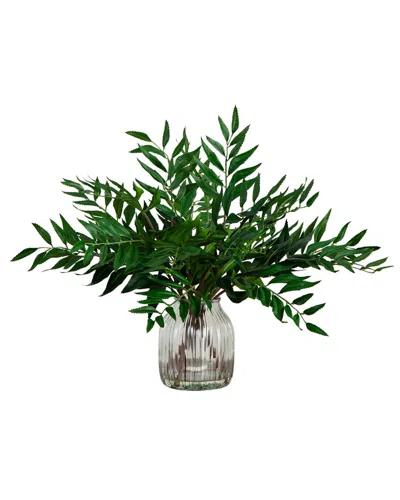 Nearly Natural 19in. Palmate Fern Arrangement In Glass Vase
