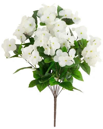 Nearly Natural 19in Uv-resistant Artificial Hydrangea Bush (indoor/outdoor) - Set Of 3 In White