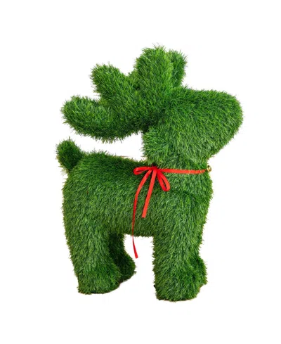 Nearly Natural 2' Ultraviolet Resistant Artificial Christmas Grass Garden Plush Topiary Reindeer Indoor And Outdoor In Green