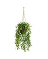 Nearly Natural 20" Baby Tear Artificial Plant In Hanging Basket In Green