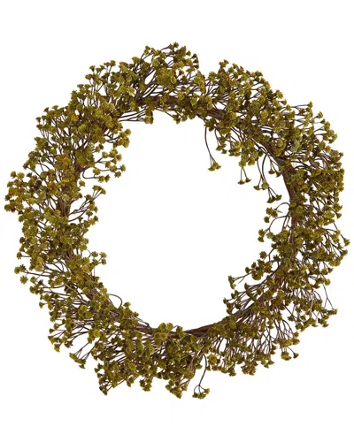 Nearly Natural 20in. Autumn Gypsophila Artificial Wreath In Green
