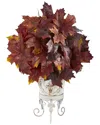 Nearly Natural 20in. Autumn Maple Leaf Artificial Plant In Metal Planter In Brown