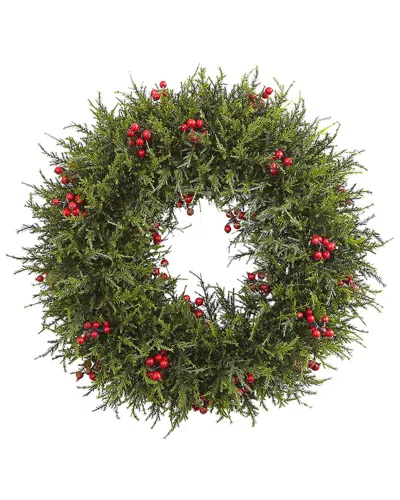 Nearly Natural 20in. Cedar Berry Wreath In Green
