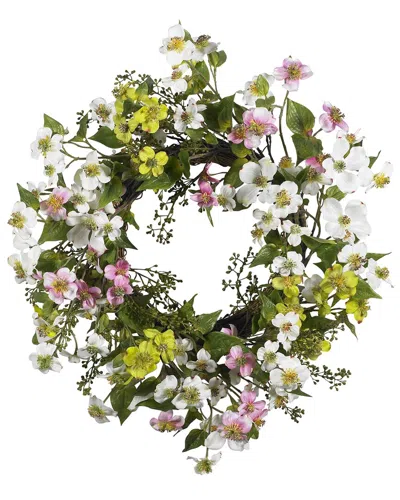 Nearly Natural 20in Dogwood Wreath In Multi