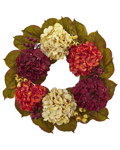 Nearly Natural 20in. Hydrangea Berry Artificial Wreath In Multi