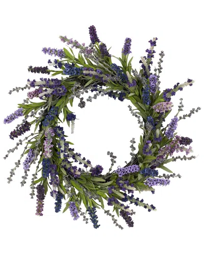 Nearly Natural 20in Lavender Wreath In Purple