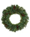 Nearly Natural 20in. Mixed Pine And Pinecone Artificial Christmas Wreath With 35 Clear Led Lights In Green