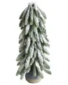 Nearly Natural 21in. Flocked Artificial Christmas Tree In Decorative Planter In Green