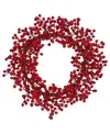 Nearly Natural 22" Berry Artificial Wreath In Red