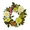 Nearly Natural 22 Dahlia Mum Wreath Artificial Flowers In Multi
