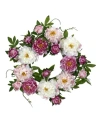 Nearly Natural 22" Peony Wreath In Pink