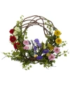 Nearly Natural 22in Spring Floral Wreath In Assorted