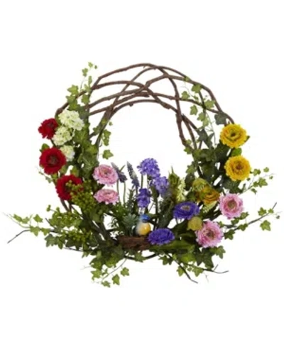 Nearly Natural 22in Spring Floral Wreath In Multi