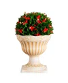 Nearly Natural 22" Uv Resistant Artificial Christmas Ball In Classic Decorative Planter Indoor And Outdoor In Multi