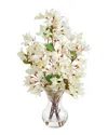 Nearly Natural 22in Artificial Bougainvillea Arrangement With Fluted Glass Vase